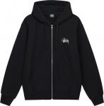 Худи Stussy Basic Zip Hoodie 'Black', черный - фото