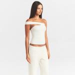 Топ SKIMS Cotton Jersey Asymmetrical, кремовый - фото 4