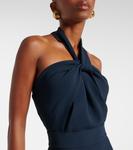 Платье из кади с вырезом-халтер Elie Saab, Moody Blue - фото 4