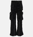Бархатные брюки карго со средней посадкой Acne Studios, черный - фото