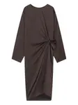 Платье миди с драпировкой Aeron, коричневый - фото