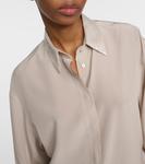 Украшенная шелковая рубашка Brunello Cucinelli, бежевый - фото 4