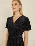 Платье Yumi Sparkle Velvet Wrap, черный - фото 4