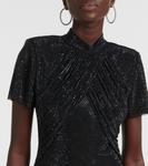 Платье миди, украшенное стразами Self-Portrait, черный - фото 4