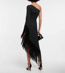 Платье миди Aventador с бахромой на одно плечо TALLER MARMO, черный - фото 3