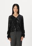 Блуза YASFLOW V NECK SEQUIN YAS, черный - фото 4