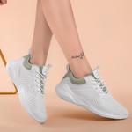 Кроссовки женские с низким верхом белые/зеленые Binary - фото 7