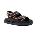 Кожаные босоножки-бочонки Alohas, черный - фото