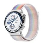 Ремешок совместимый с OPPO Nylon Penc iWatch, бело-радужный на липучке - фото 4
