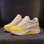 Дышащие утолщенные кроссовки на платформе для увеличения роста Low Top POOQ, желтый - фото 9