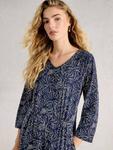 Платье Tallie из джерси с абстрактным цветочным принтом White Stuff, Navy/Multi - фото 3