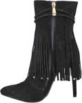 Женские черные ботильоны-мокасины с бахромой Luxury Divas - фото 2