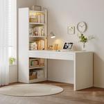 Угловой письменный стол Naijia 120 см с книжными полками, Abstract Ivory White, двойной ящик - фото 2