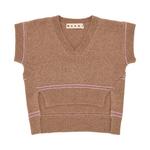 Свитер Marni Logo Virgin Wool V Neck Sweater, бежевый - фото