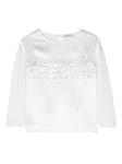 Monnalisa блузка с оборками и логотипом, белый - фото