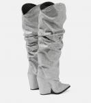 Блестящие сапоги до колена Alexandre Vauthier, серебро - фото 3