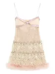Платье мини с вышивкой Valentino Garavani, бежевый - фото