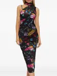 Платье миди с цветочным принтом Versace Jeans Couture, черный - фото 3
