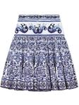 Dolce & Gabbana поплиновая юбка с принтом Majolica, синий - фото 2