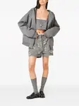 Укороченный топ с цветочным декором MIU MIU, серый - фото 2