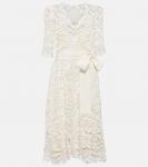 Кружевное платье миди Elie Saab, белый - фото