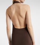 Макси-платье с запахом из джерси Norma Kamali, коричневый - фото 5