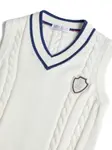 Хлопковый трикотажный жилет с косами и логотипом Brunello Cucinelli Kids, белый - фото 3