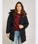 Пуховик Tommy Jeans с меховым капюшоном, черный - фото