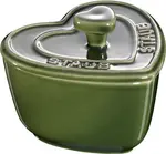Набор керамических кокотниц Staub Mini Heart, 2 штуки, 0,2 л, 10 см, зеленый базилик - фото