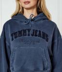 Толстовка женская Tommy Jeans хлопковая короткая, синий - фото 4