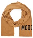 Шарф женский Moschino полушерстяной с логотипом бренда, коричневый - фото