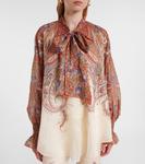 Блузка Rhiannon с бантом и принтом пейсли Zimmermann, Cream Paisley - фото 6