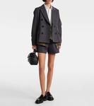 Полосатые шорты с вставками Sacai, GrayxD/Khaki - фото 2