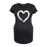 Белая футболка с рисунком в форме сердца для беременных, черный - фото