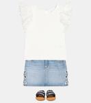 Юбка из денима с кружевом Chloé Kids, Bleach - фото 2