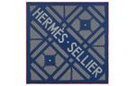HERMES Шёлковый шарф, Marine Blue/White - фото