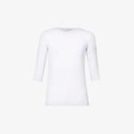 Топ из эластичной ткани в рубчик с рукавами три четверти Vince, белый - фото