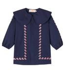 Хлопковое платье с вышивкой вишенками Tinycottons, Navy - фото