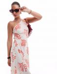 Длинное платье-халтер Vero Moda с коралловым принтом - фото 3