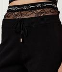 Спортивные брюки женские Liu Jo Sport из вискозы с кружевными вставками, черный - фото 4
