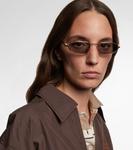 Овальные солнцезащитные очки Logo Miu Miu, Gold/Grey - фото 6