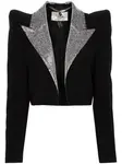 Укороченный блейзер с кристаллами NISSA, черный - фото