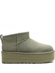 Угги замшевые UGG Classic Ultra Mini, зеленый - фото