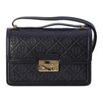 TORY BURCH Монограмма кожаная сумка через плечо черная - фото