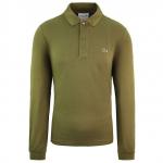 Классическая мужская рубашка поло Lacoste, хаки - фото