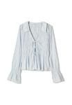Блуза Bershka RUSTIC GATHERED, Light Blue - фото 4