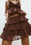 Юбка Stradivarius EMBROIDERED WITH RUFFLES, Dark Brown - фото 4