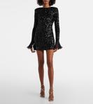 Мини-платье с пайетками Rotate, черный - фото 2