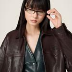 Кожаная куртка-блузон MIU MIU, коричневый - фото 4