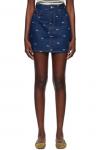 Синяя джинсовая мини-юбка с лазерной печатью Maison Kitsuné - фото